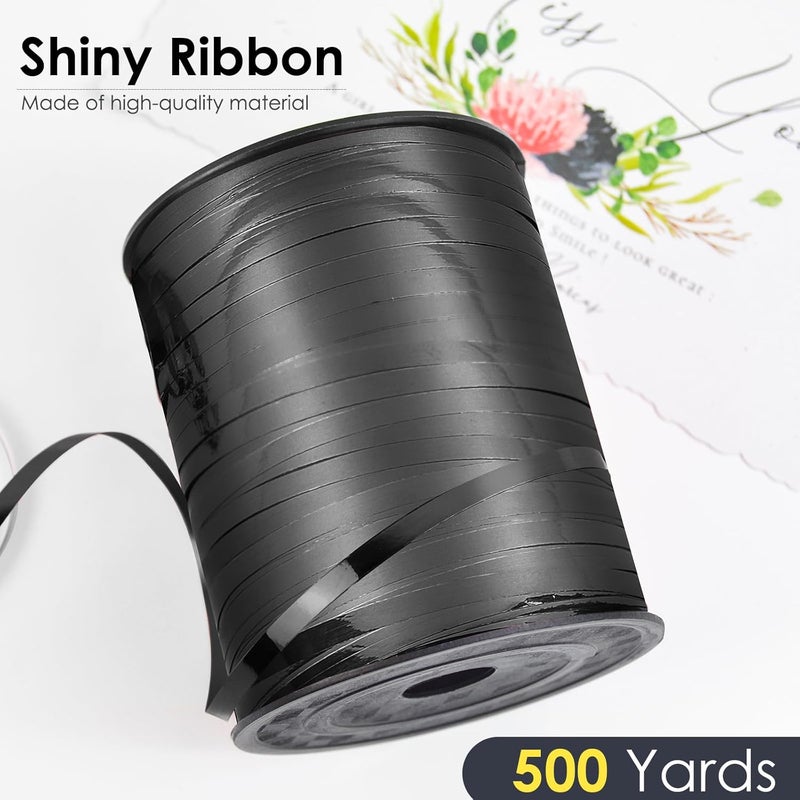 VISPAD Black Ribbon, 500 Yard Curling Ribbon for Crafts, Shiny Metallic, Iridescent Crimped for Gift Wrapping, Balloons, Florist (1 Roll) - Image 2